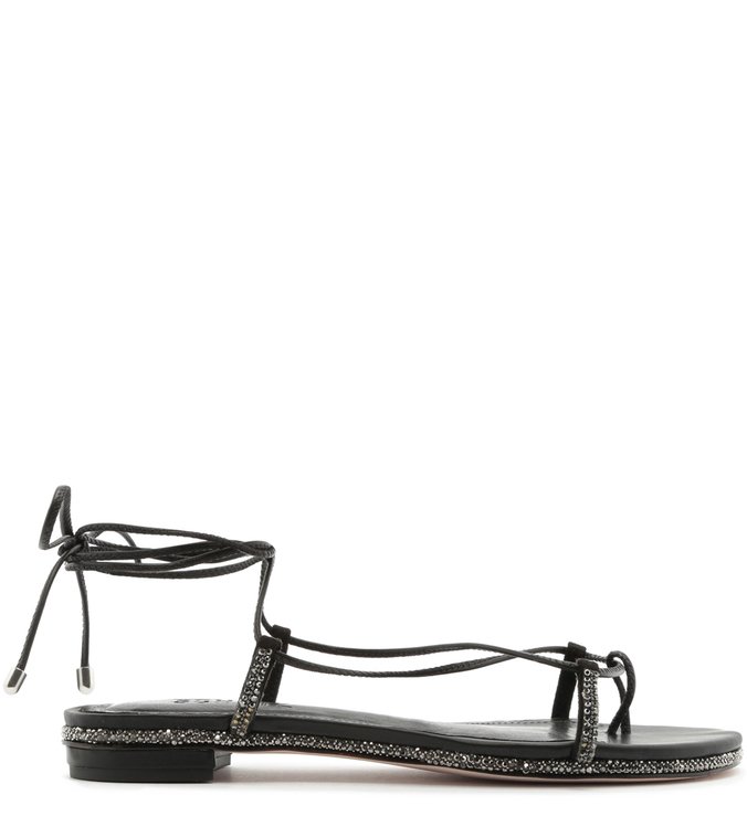 Sandália Rasteira Lace-Up Glam Black Sandália Rasteira Lace-Up Glam Black