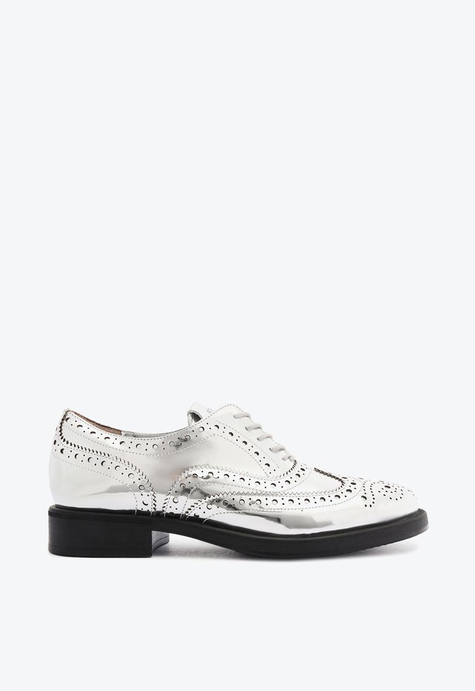 Mocassim Couro Prateado