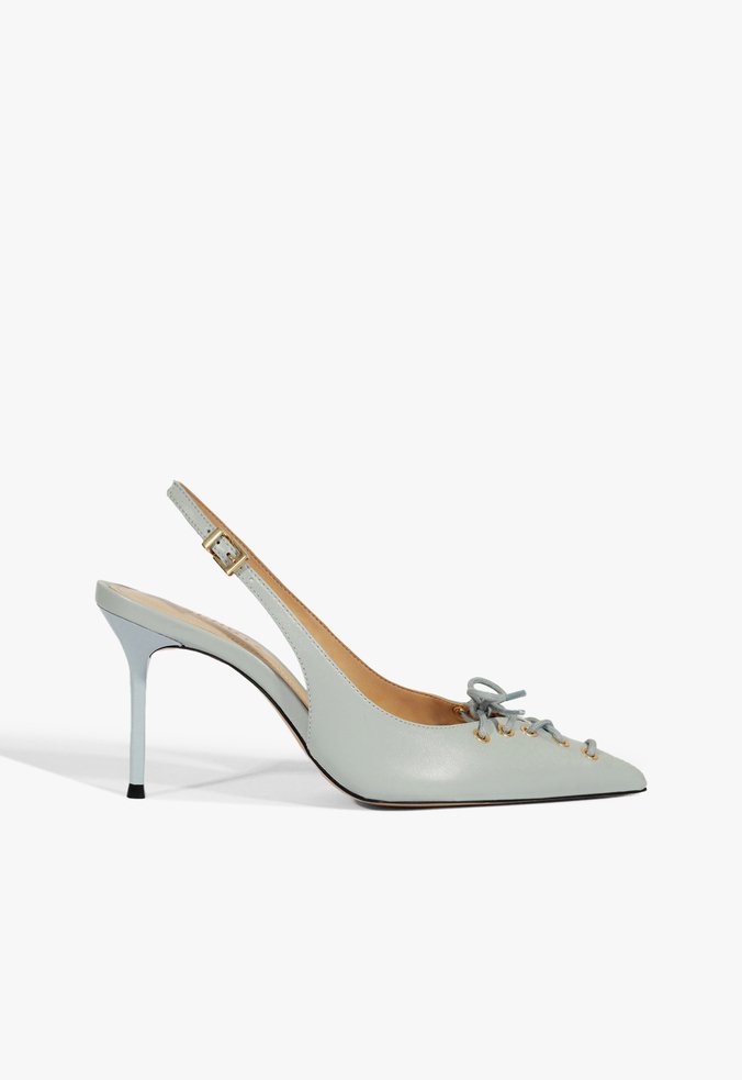 Scarpin Slingback Sabrine Couro Azul Claro