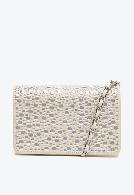 Bolsa Tiracolo Lorena Studs Couro Branca
