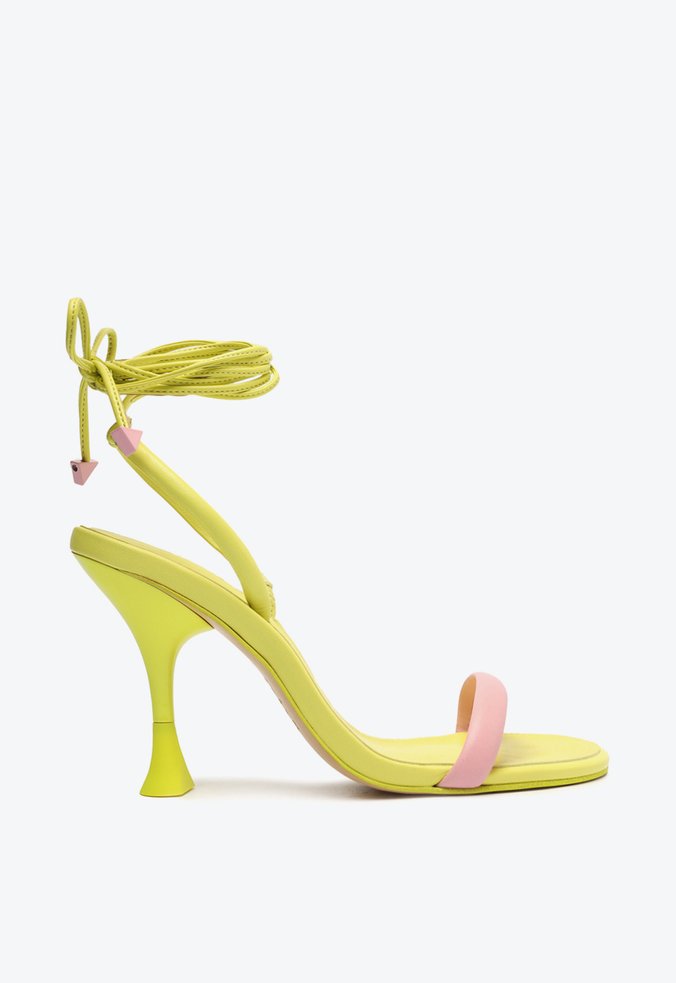 salto fino sandalia amarela schutz