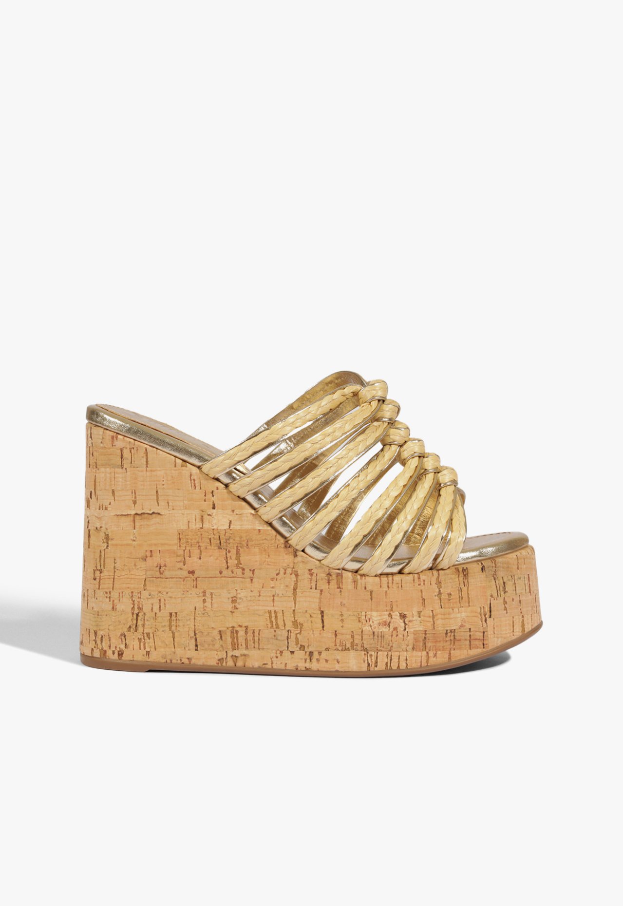 Tamanco Dahlia Plataforma Tiras Trançadas Dourado | Schutz