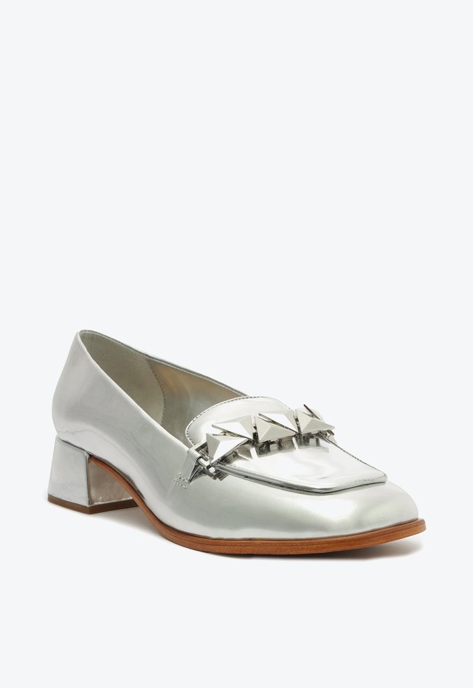 Sapato Mocassim Domenica Triangle Prata