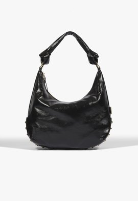 Bolsa Hobo Kora Média Couro Preta