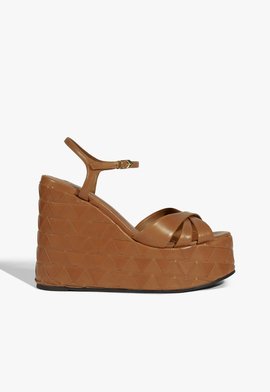 Sandália Plataforma Fresh Boho Couro Marrom