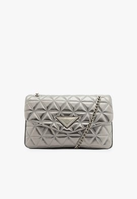 Bolsa Tiracolo Grande 944 Couro Matelassê Prata