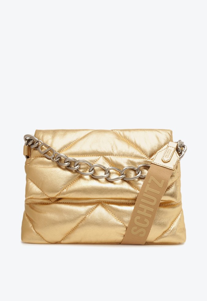 Bolsa Tiracolo Média Barbara Couro Matelassê Dourada