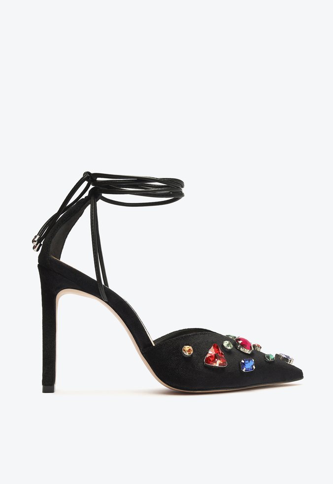 Sapato Scarpin Esme Glam Camurça Preta