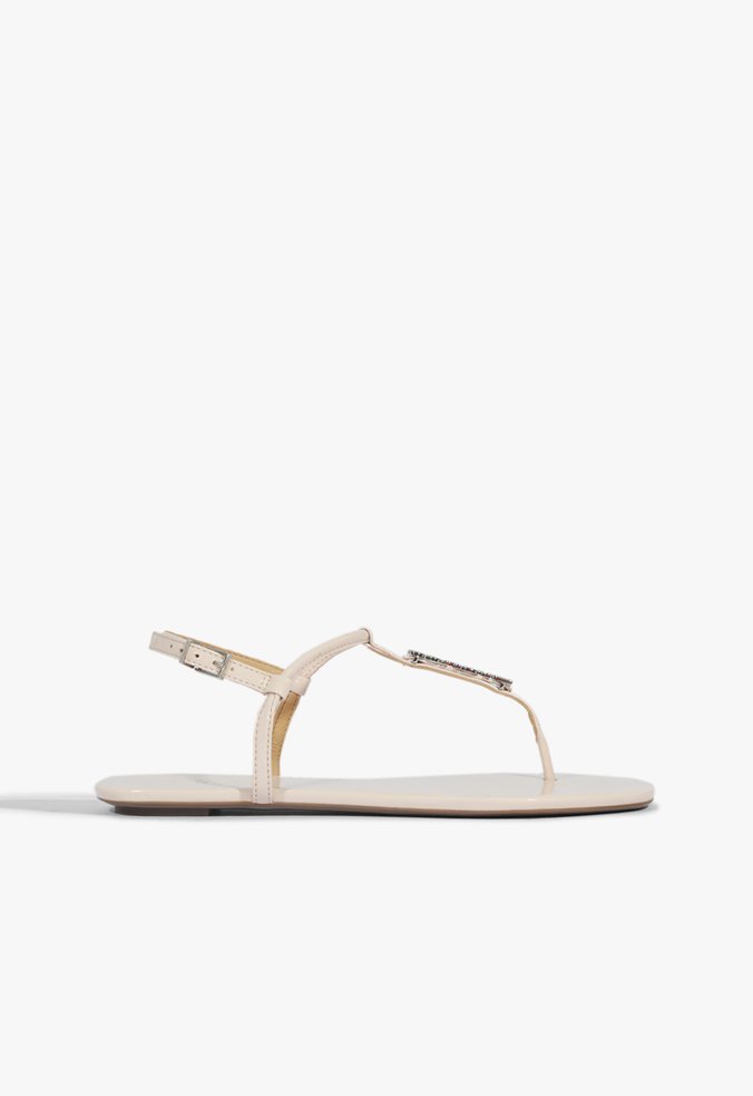 Sandália Rasteira Crystal Schutz Logo Dourada
