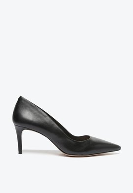 Sapato Scarpin Salto Médio Fino Couro Preto