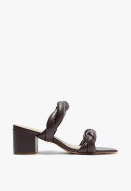 Tamanco Bico Quadrado Trançado Vermelho