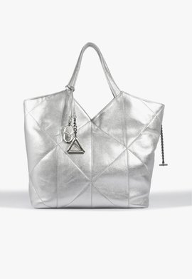 Bolsa Shopping Maxi Marla Couro Prata