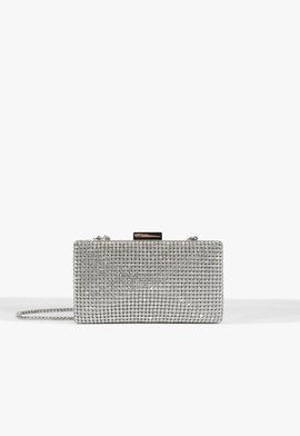Bolsa Clutch Malha Strass Prateada