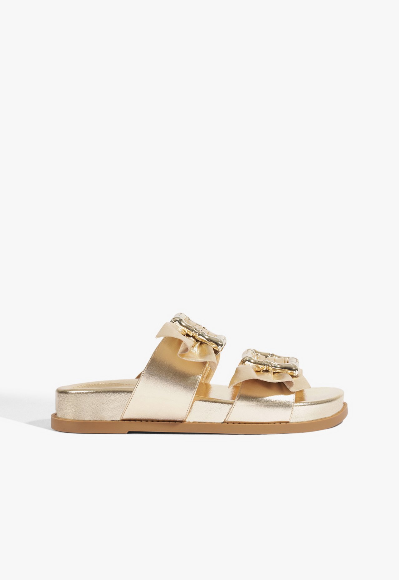 Sandália Papete Naomi Couro Dourado | Schutz