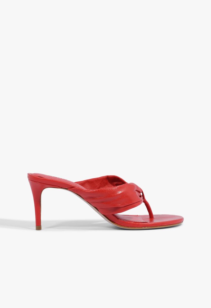 Sandália Salto Fino Willow Couro Vermelho