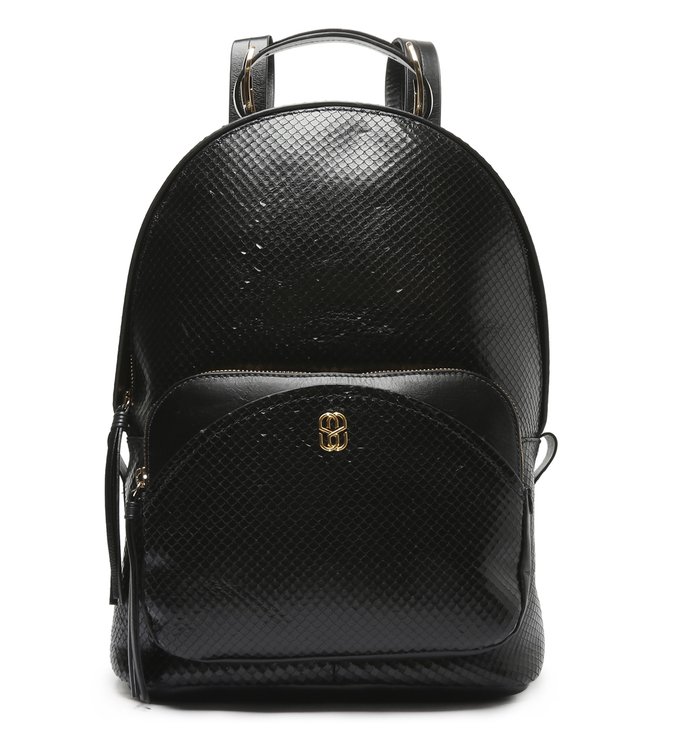 Mochila Grande Catch Couro Snake Preta