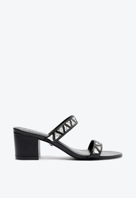 Mule Triangle Couro Preto