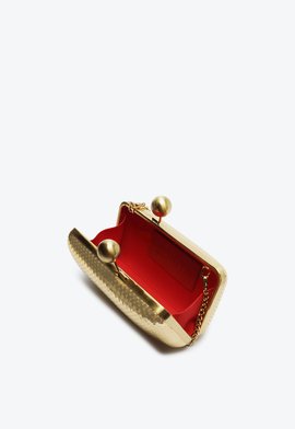 Bolsa Clutch Pequena Couro Dourada