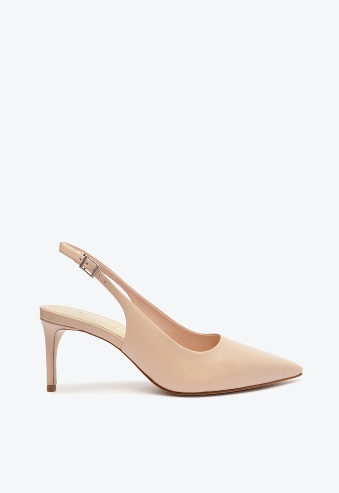 Sapato Slingback Scarpin Couro Rosa Claro