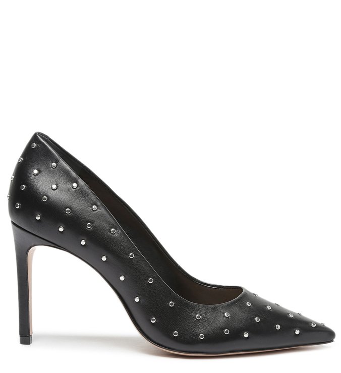 Sapato Scarpin Couro Tachas Preto