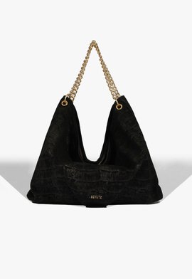 Bolsa Maxi Hobo Aryen Camurça Croco Preta