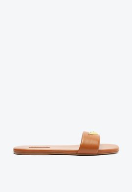 Chinelo Casual Flats Couro Marrom
