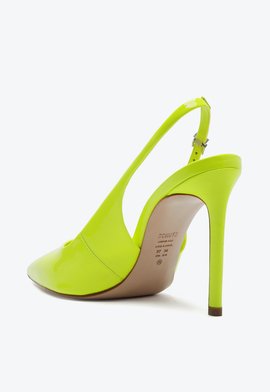 Sapato Slingback Scarpin Verniz Verde Neon