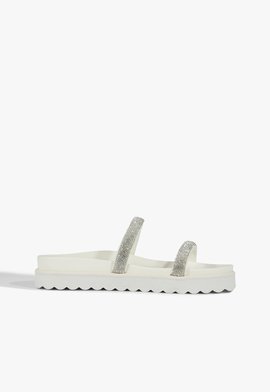 Sandália Papete Sparks Tiras Brilho Branca