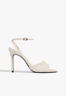 Sandália Salto Alto Fino Off White