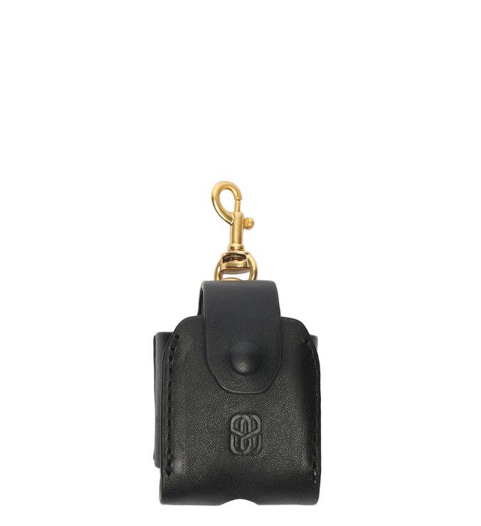 Porta AirPods Emblem Couro Preto