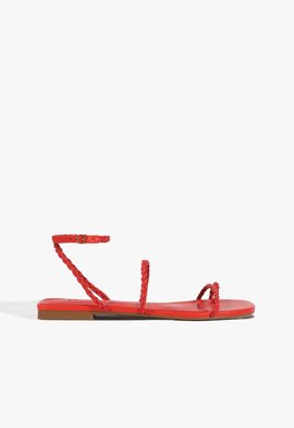 Sandália Rasteira Trança Vermelha