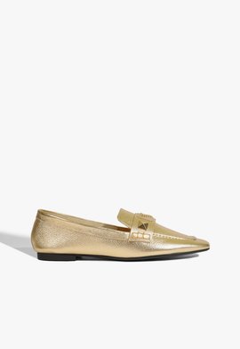 Mocassim Boho Couro Dourado
