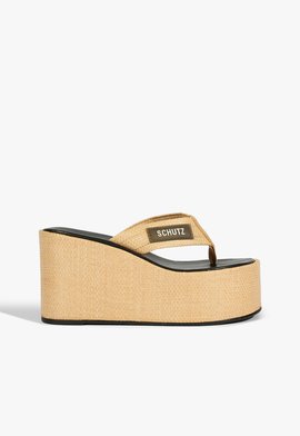 Chinelo Plataforma Bold II Bege e Preto