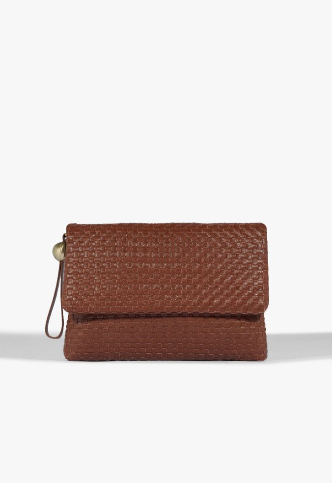 Bolsa Clutch Grande Couro Tressê Marrom