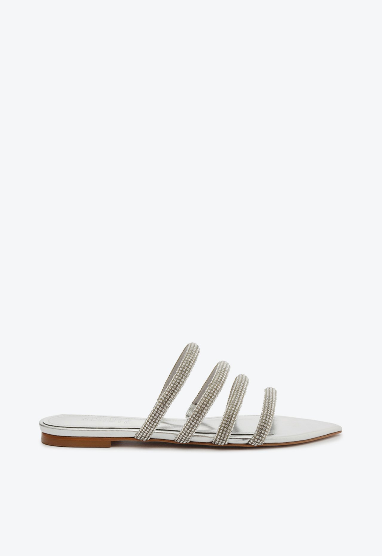 Sandália Rasteira Bico Folha Prata | Schutz