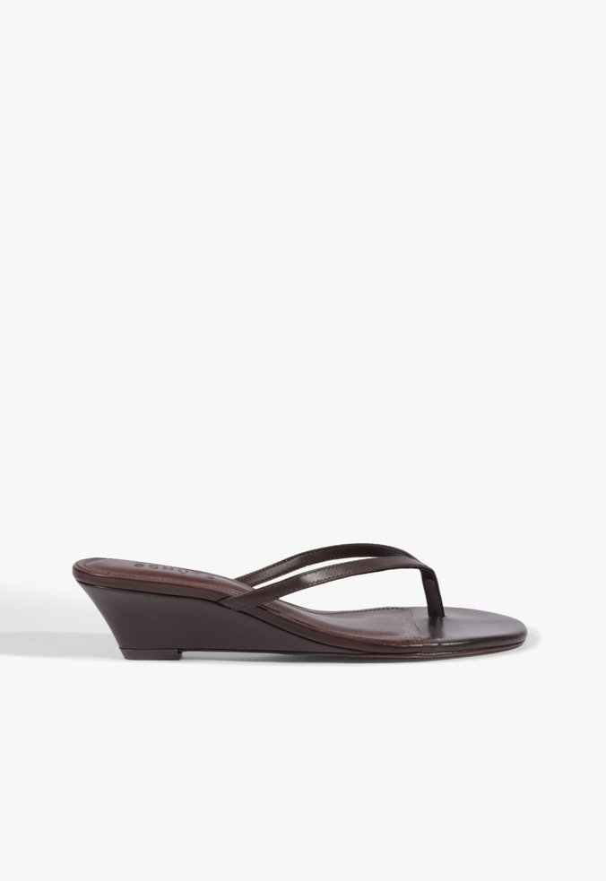 Sandália Roslyn Wedge Casual Couro Marrom