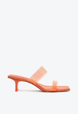 Sapato Mule Hot Transparency Vinil Laranja