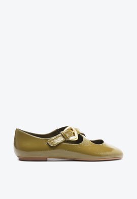Sapatilha Casual Flats Couro Verde