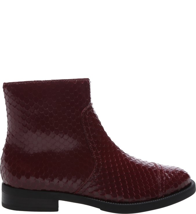 Bota Cano Curto Bright Snake Vermelha