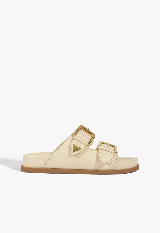 Sandália Papete Aurora Couro Creme