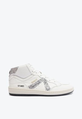 Tênis Cano Alto ST Mid Couro Glitter Branco