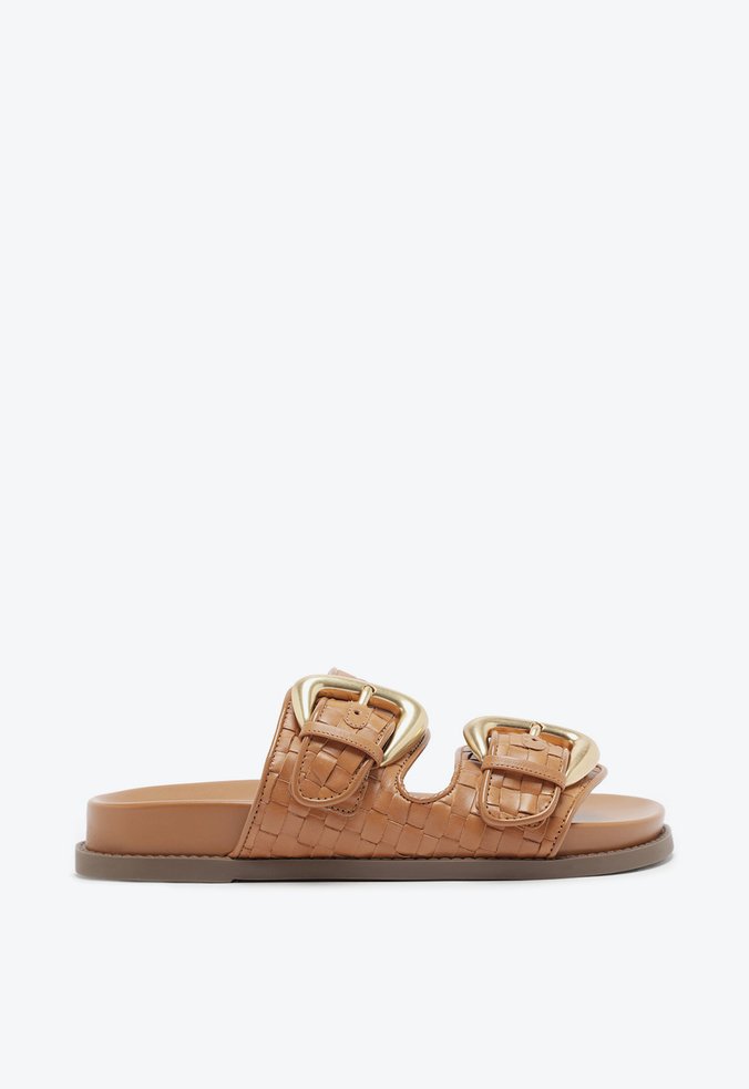 Papete Casual Flats Couro Marrom