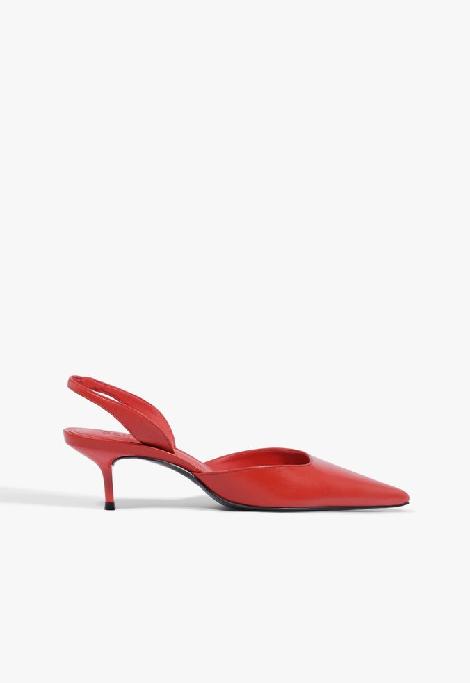 Slingback Couro Vermelho