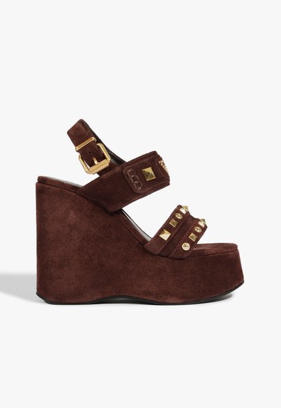Sandália Anabela Jade Suede Marrom