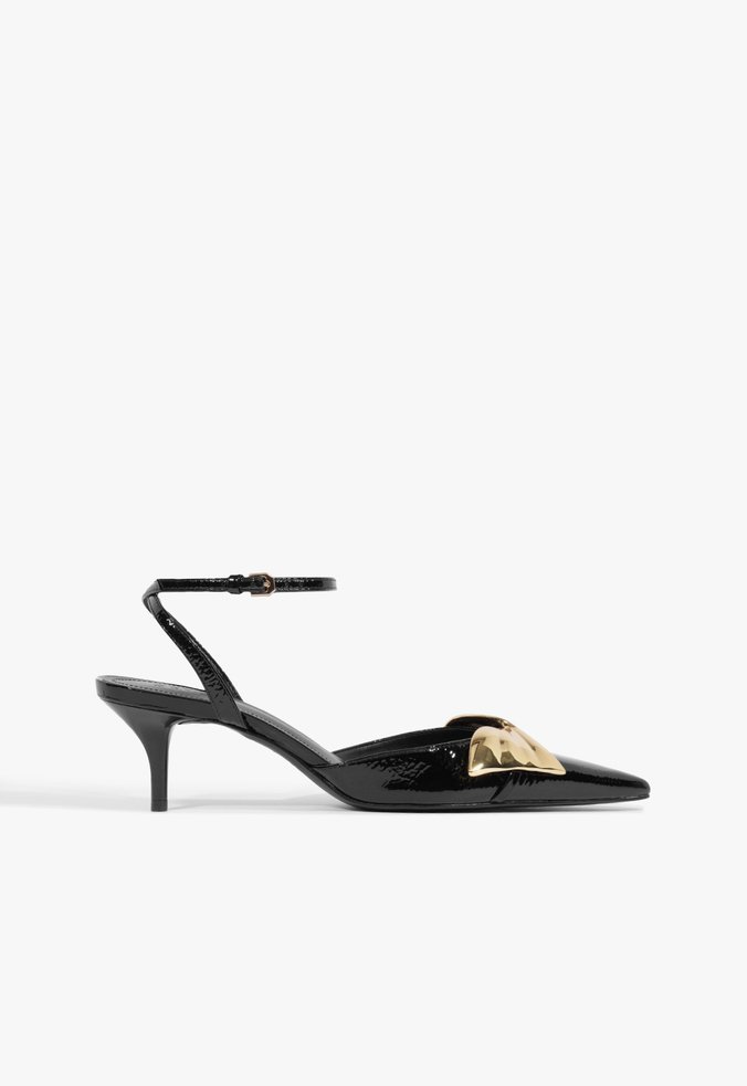 Mule Pump Kay Couro Preto