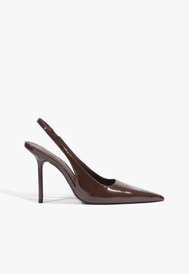 Scarpin Slingback Lucy Couro Marrom