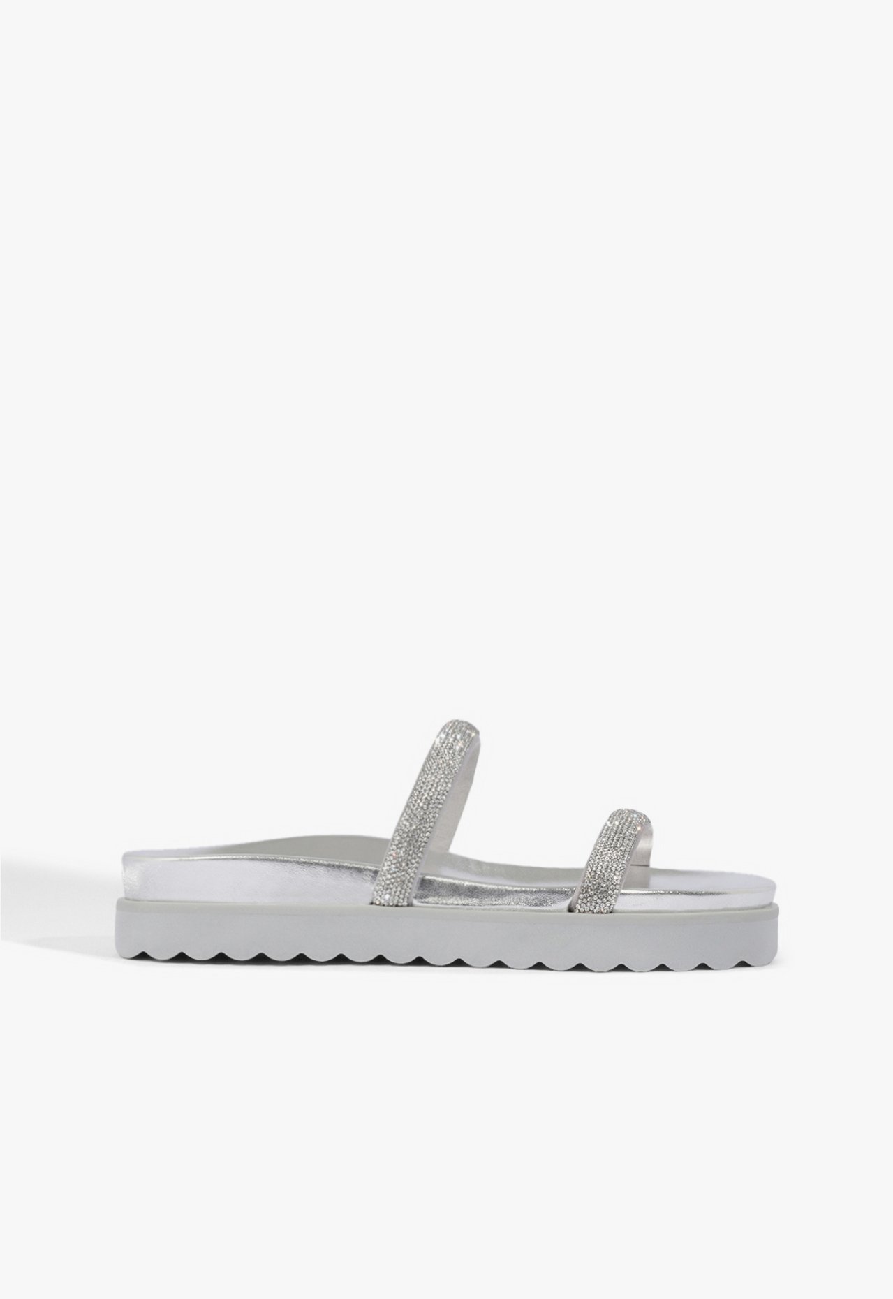 Sandália Papete Sparks Tiras Brilho Prata | Schutz