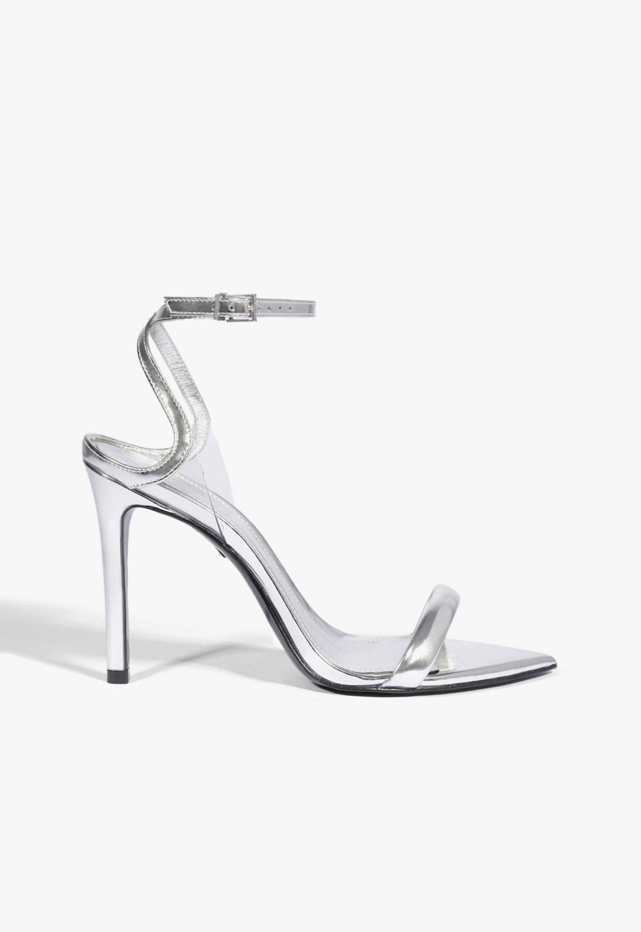 Sandália Salto Alto Skye Couro Vinil Prata | Schutz