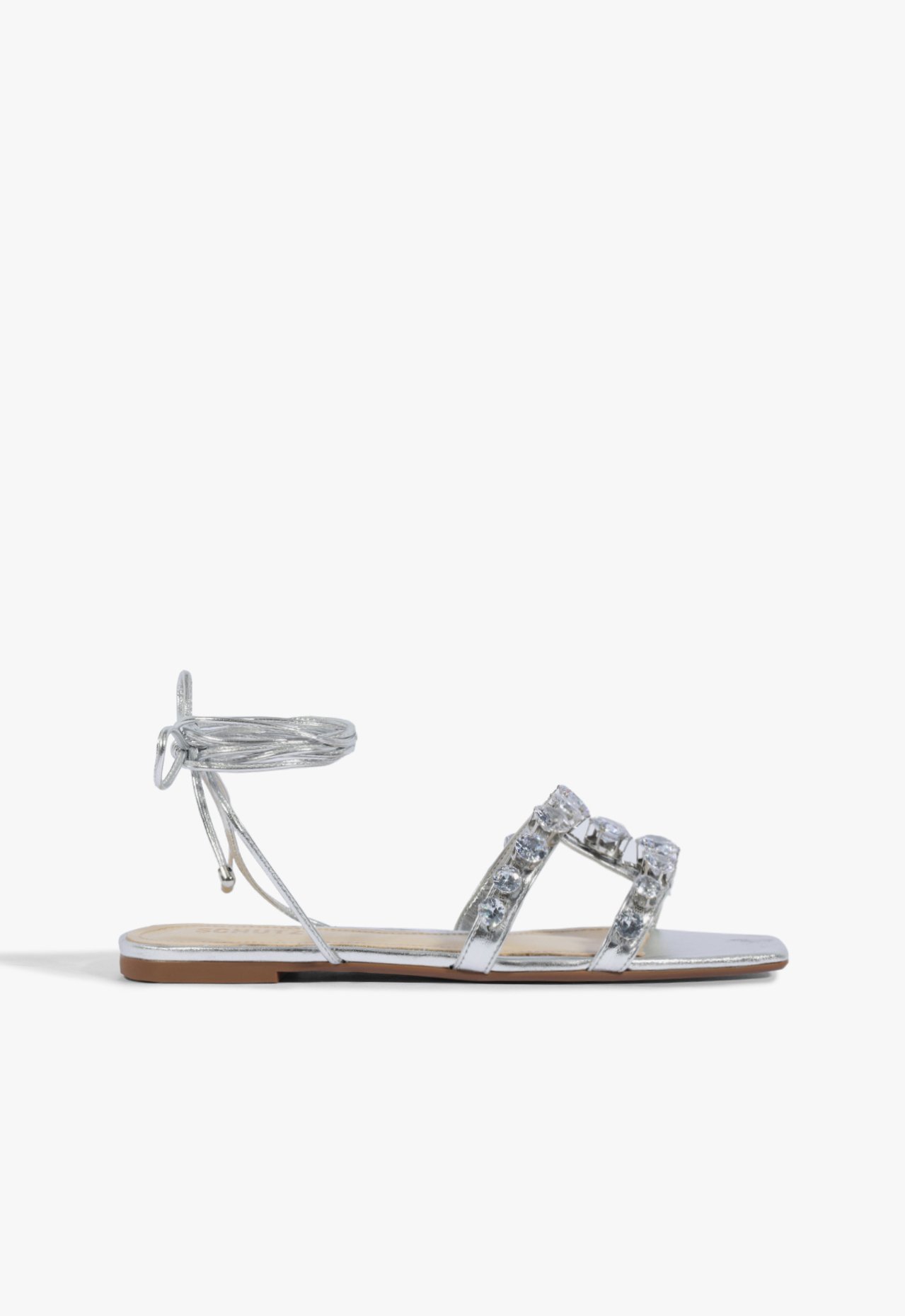 Rasteira Amarração Couro Prata | Schutz