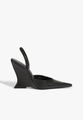 Slingback Scarpin Couro Preto